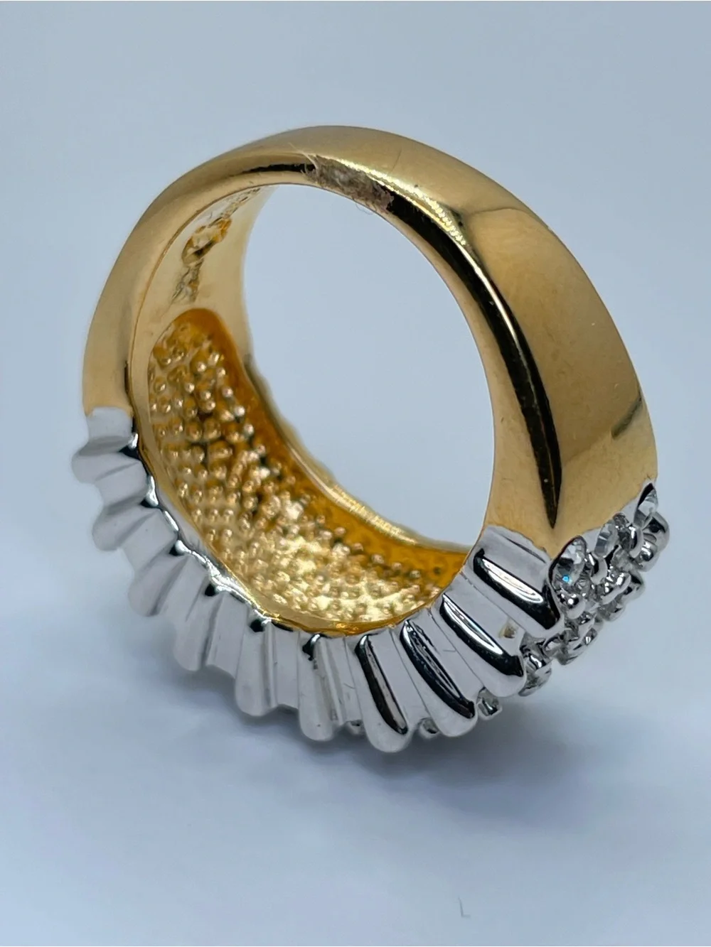 Swarovski Crystal Elements White Crystal Gold Silver Art Deco Statement Ring